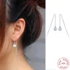 Dangle Earrings 925 Sterling Silver Full Crystal Ball Long Tassel Drop Rhinestone Sparkling Jewelry