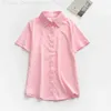 T-shirt da donna JMPRS Camicia bianca da donna di grandi dimensioni Camicia estiva corta da donna da ufficio Maglietta nera con bottoni Camicetta casual ampia e solida S-5XL Novità L24312