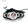 Beaded Kpop Stray Kids Leather Armband Glass Dome Snap Buttons Armband Bangles Män Kvinnor smycken AccessoriesL24213