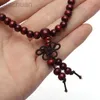 Bangle 9 Styles 6mm Natural Sandalwood Buddhist Buddha Wood Prayer Beaded Knot Black Ebony Unisex Men Armband Bandles for Women LDD240312