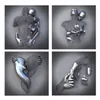 Obrazy 4PCS Love Heart 3D Effect Art Art Abstract metalowa figura Statua Art Płótna malarstwo 19 7 cali Nowoczesne wystrój domu258z