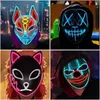 Designer Masken Heißer Verkauf Glühende Cosplay Maske Horror Schädel Lächelndes Gesicht Joker Japanische Anime LED Maske Für Halloween Geburtstag Party liefert