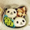 2pcsset panda sushi maker mögel ris boll mögel nori cutter stans diy söt för baby kid kök tillbehör 240304