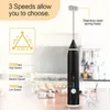 Electric Egg Beater 3Speeds USB Rechargeable Whisk Mixer Heads Eggbeater Frother Stirrer Coffee Milk Drink Blender Tool 240307