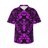 Camisas casuales para hombres Camisa con estampado de damasco Púrpura Negro Cool Hawaiian Mens de manga corta Playa Harajuku Impreso Blusas de gran tamaño