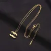 Designer de luxo marca dupla letra pingente colares corrente 18k banhado a ouro Crysatl strass suéter Newklace para mulheres casamento jewerlry acessórios presente