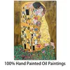 Arte de la pared Pintura al óleo El beso Gustav Klimt Reproducción en lienzo Retrato Mujer Obra de arte Oro moderno Baño Oficina Hogar romántico D249A