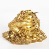 Ja Lucky Feng Shui Mässing Three Legged Frog Toad Blessing Attrahing Wealth Money Metal Staty Figurin Hemdekoration Gift1311a