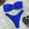 Women's Swimwear Sexy Strapless Bikini 2024 Solid Color Two Piece Women Ring Hollow Out Biquini Summer Bathing Suit Beach