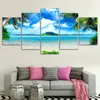 HD Tryckt strandblå palmer Målning Canvas Print Room Decor Print Poster Bild Canvas No Frame220x