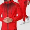 Set di abbigliamento sportivo da uomo Primavera Autunno Felpa con cerniera Serie 3d colore sfumato digitale Uomo Tuta sportiva da jogging Due pezzi 240227