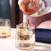 Jarro de água de vidro estilo nórdico com tampa de madeira bebidas frias jarro de chá waterkoker doméstico drinkware garrafa de água clara wf 240306