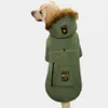 Army green Winter Warm big large Dog Pet Clothes hoodie fleece golden retriever dog cotton Padded jacket coat clothing for dog282m