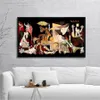 Pinturas famosas Picasso Guernica Art Canvas Pintura Reproduções na parede Pôsteres e impressões imagem decorativa para viver R305a