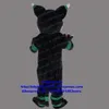 Trajes de mascote preto longo pele leopardo gato lince catamount bobcat lince luchs mascote traje adulto personagem lonas ordens de negócios zx7