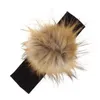 Hair Accessories Raccoon Faux Fur Pompoms Baby Headband Cotton Children Girls Elastic Bands D7WF