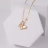 V-образное ожерелье Fanjia s925, чистое серебро, белое ожерелье Beimu с бабочкой, Spicy Girl, розовое золото, простая универсальная цепочка-воротник, фея