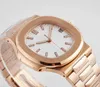 5711/1R CAL A324SC Automatic Mens Watch PPF V5 Rose Gold White Texture Dial Stick Markers Stainless Steel Bracelet Super Edition Reloj Hombre Puretimewatch PTPP