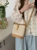 Корейская тканая соломенная сумка для отдыха для женщин, модное ручное ведро для воды через плечо в стиле отпуска