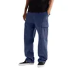 Men's Pants Mens Solid Color Corduroy Multi Pocket Straight High Street Casual Loose Overalls Trousers Pantalon Homme