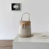 HBP Niet-merk op maat gemaakte canvas splitsende PU lederen handtas Hoge kwaliteit stoffen draagtas Crossbody Mode cilinderemmer