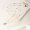 Hänge halsband gd anpassade kvinnor mode smycken guldpläterad kristall fyrkantig vattendroppdroppdrainty rostfritt stål vitt halsband