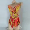 LIUHUO Customize Colors Rhythmic Gymnastics Leotards Girls Women Competition Artistics Gymnastics Performance Wear Crystals Orange