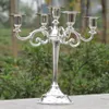 Gümüş metal mum tutucu 5 kollu mum standı 27 cm uzunluğunda düğün etkinliği Candelabra mum stick318n