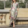 Casual Jurken 2024 Vrouwen Split Vintage Bloemen Gedrukt Jurk Elegante Revers Kraag Button Up Vrouwelijke Bohemian Vestidos Lange Gewaad