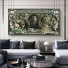 Graffiti Street Money Art 100 dollar duk målningsaffischer och tryck Wolf of Wall Street Pop Art for Living Room Decor2659