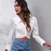 Blusas de mujer 2024 Camisa blanca de verano Mujeres Frente Cruz Correa trasera Manga de burbuja Corta Gasa Tops para mujer Ropa femenina sólida