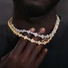 Nuova collezione Cross Collana con catena a maglie incrociate con fiocco di neve in argento sterling 925 da 10 mm con diamanti Moissanite