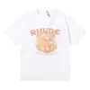 2023 niche beauty trend RHUDE plant printed double yarn pure cotton casual short sleeved T-shirt for men and women