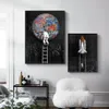 Graffiti Art Astronaut Space Dreaming Spacecraft Canvas Painting Wall Pictures for Living Room Posters and Prints Home Decor286E