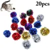 Cat Toys 20Pcs Set Fun Mylar Crinkle Ball Toy Interactive Colorful Sound Ring Paper Kitten Playing Balls Pet Products253E