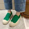 Freizeitschuhe Damen-Slipper aus Segeltuch mit dicken Sohlen Design Sense Sneakers Slip-on-Plattform mit flachem Boden