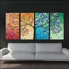 Canvas painting poster Colourful Leaf Trees 4 Piece painting Wall Art Modular pictures for Home Decor wall art picture painting246O