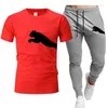 Tute da uomo Stile estivo Tuta sportiva Marchio LOGO Stampa Moda casual Cotone maniche corte Felpa T Shirt Pantaloni2024