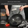 Panelas estilo japonês wok não revestido fundo plano antiaderente panela doméstica utensílios de cozinha fogão a gás universal 30cm