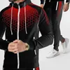 Set di abbigliamento sportivo da uomo Primavera Autunno Felpa con cerniera Serie 3d colore sfumato digitale Uomo Tuta sportiva da jogging Due pezzi 240227