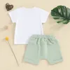 Kläduppsättningar född baby flicka Summer outfit Klädbrev Kort ärm tee skjorta elastiska midjeshorts uppsättning träningsdräkt