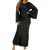 Casual Dresses Women's Long Sleeve Solid Color Round Neck Bell Cocktail Dress Women Size 12 For Wedding