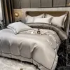 刺繍されたエジプトの綿の寝具セット布団カバーフィットフラットシート枕カバーラグジュアリーベッドホームテキスタイル240306