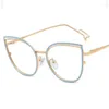 Lunettes de soleil Cadres Mode Femmes Blue Light Blocking Lunettes Cadre Tendance Métal Cat Eye Lecture Optique Lunettes 2024