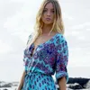 Fashion Spring Summer Long Bohemian Beach Dres Half Sleeve Vintage Retro Floral Maxi Dresses Vestidos Mujer sundress 240308