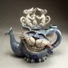 Handmade Art Cat Teapot Devil Cat Creative Home Desktop Decorations Cat And Fish And Bird Resin Crafts Garden Decoration 2022 2202221v