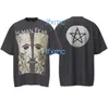 T-shirt da uomo vintage americana a maniche corte Manson Saint Dark Black Vtg Made Old High Street Fashion Label CN8A