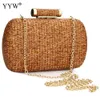 yyw Straw Summer Clutch Bag Fashion Women Over Conder Pass Female Evening Handbag Prom Party Sac Bolsa Feminina 240304