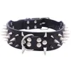 Whole-2inch Wide Sharp Spikes Studded Horn Nails Leather Dog Collars for Pitbull Mastiffサイズm l 229g