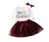 Nyfödd baby flicka min första jul lång ärm romper tutu kjol pannband spädbarn flickor 3 st Xmas outfits kläder set 018m 10217102327